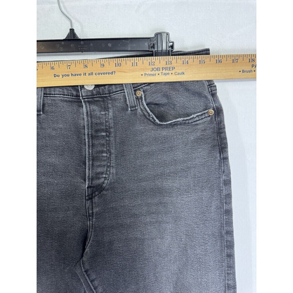 Levis Wedgie Straight Jeans Womens 31x28 Black Button Fly High Rise Distressed - Picture 8 of 11